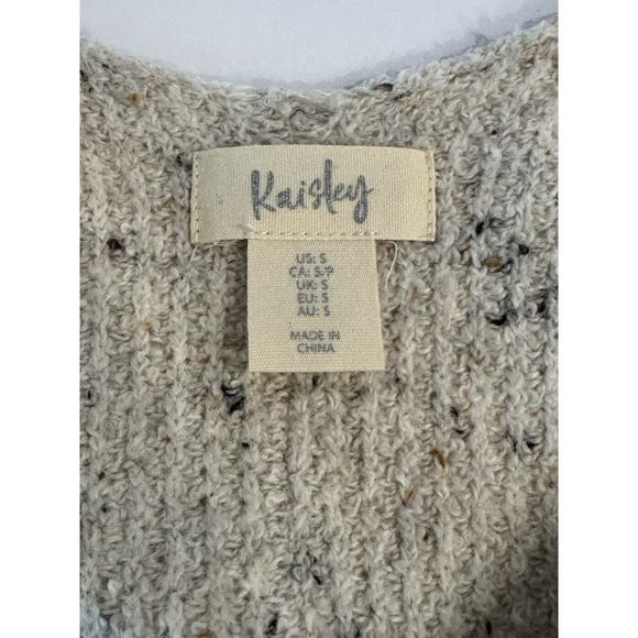 Kaisley Waffle Knit Neutral Speckled Sweater Top Women's Small - Picture 9 of 10